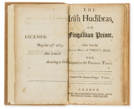 Ireland.- [Farewell (James)] The Irish Hudibras, or Fingallian Prince, first edition, half-title/licence leaf before title, 4