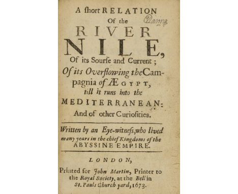 Africa.- [Lobo (Jeronimo)] A short Relation of the River Nile, of its Sourse and Current; of its Overflowing the Campagna of 