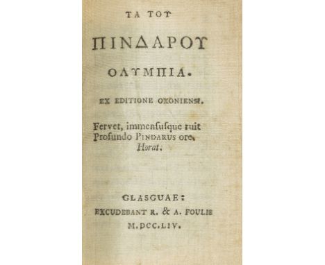 Silk Printing in a miniature book.- Pindar. [Odes in Greek]. Ta Tou Pindarou Olympia, Ex editione Oxoniense, text in Greek, p