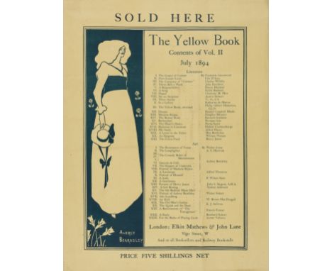 Beardsley (Aubrey).-  Original advertising poster for The Yellow Book, Vol. II, July, 1894, printed on yellow paper in blue, 