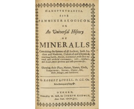 Lovell (Robert) Panzooryktologia [graece]. Sive Panzoologicomineralogia. Or a Compleat History of Animals and Minerals, 2 par