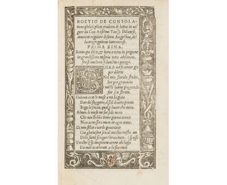 Boethius (Anicius Manlius Torquatus Severinus) Di consolatione philosophica volgare, nuovamente revisto et di molti errori po