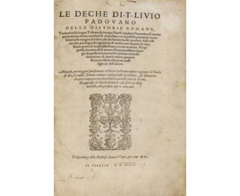 Livius (Titus) Le deche delle historia Romane, collation: X4 1-36 A-Z, AA-OO8 PP10 QQ-ZZ, AAA-GGG8 HHH6 III-OOO8 PPP6, Roman 