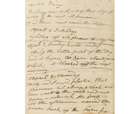 Pennsylvania Farm Boy.- Taylor (Eli, of a farm at East Bradford, Chester County, Pennsylvania, 1814-1903) Diary, autograph ma