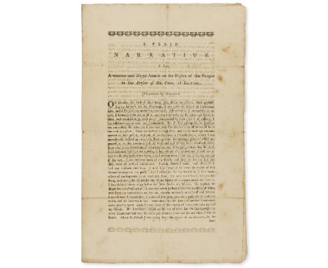 Bristol.- Press gang.- A Plain Narrative of a Wanton and Illegal Attack on the Rights of the People in the Person of Mr. Cato