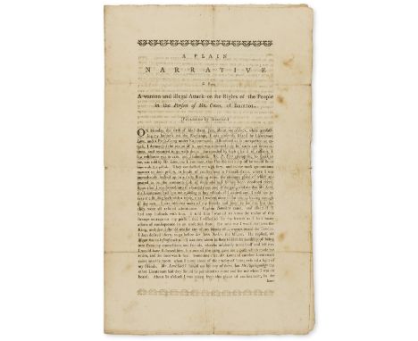 Bristol.- Press gang.- A Plain Narrative of a Wanton and Illegal Attack on the Rights of the People in the Person of Mr. Cato