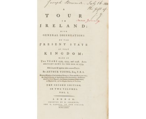 Ireland.- Young (Arthur) A Tour in Ireland, 2 vol., second edition, presentation inscription to titles from J[ane]. Y[oung]. 