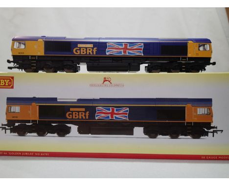 OO scale Hornby R3784 class 66, Golden Jubilee 66705, in excellent condition, missing coupling, D.C.C fitted, (code 2), box h