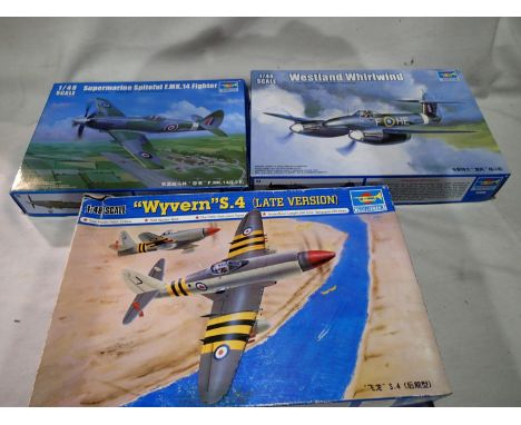 Three Trumpeter kits; Westland Whirlwind, Wyvern S.4 and Super marine Spiteful FMK 14. UK P&amp;P Group 1 (£16+VAT for the fi