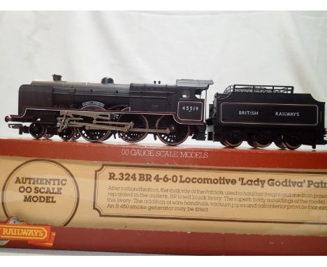 OO scale Hornby R324, Patriot class, lady Godiva, 45519, Black, British Railways, in excellent condition, no paperwork, box i