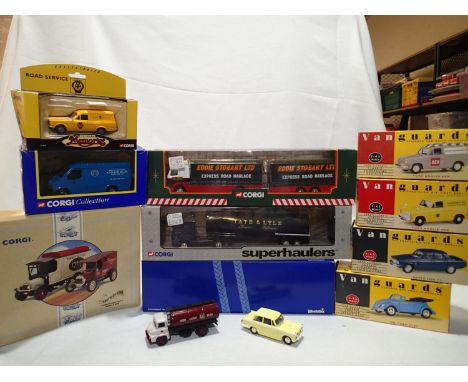 Ten assorted vehicles, Corgi and Vanguards, including super haulers, mostly excellent condition, boxes with wear. UK P&amp;P 