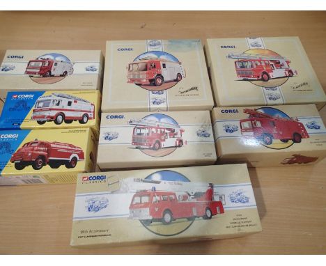 Eight Corgi classic fire engines, 97392, 97386, 97359, 97356, 97385, 97357, 19201, 21901, mostly in excellent condition, boxe