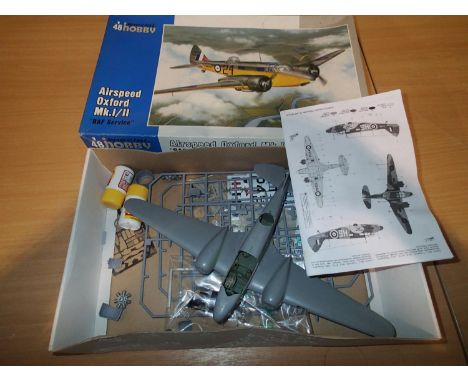 Eighteen started/part built 1/48 scale aircraft kits and one 1/24th scale, various stages of build, some just parts painted, 