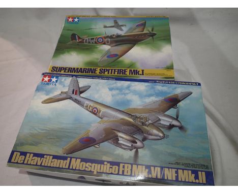Two Tamiya kits; Spitfire MK1 and De Haviland Mosquito FB MK VI/NF MK.11. UK P&amp;P Group 1 (£16+VAT for the first lot and £