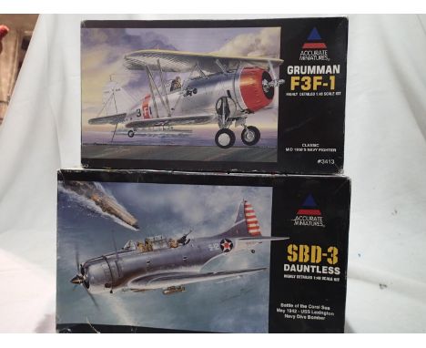 Two Accurate miniatures kits; Dauntless SBD-3 and Grumman FSF-1. UK P&amp;P Group 1 (£16+VAT for the first lot and £2+VAT for