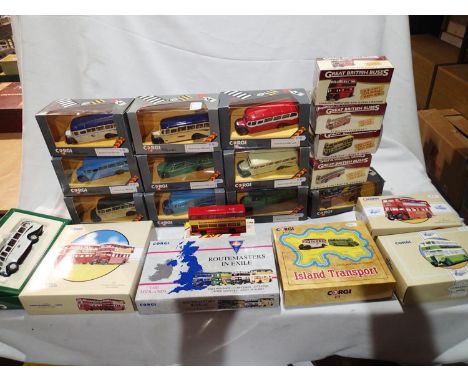 Twenty one model buses and coaches mostly Corgi, including two twin sets and four bus sets; The Midlands routmasters in exile