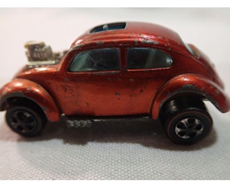 Hot Wheels Redline custom Volkswagen, circa 1967, Hong Kong with sliding sunroof, suspension working, some paint loss, displa