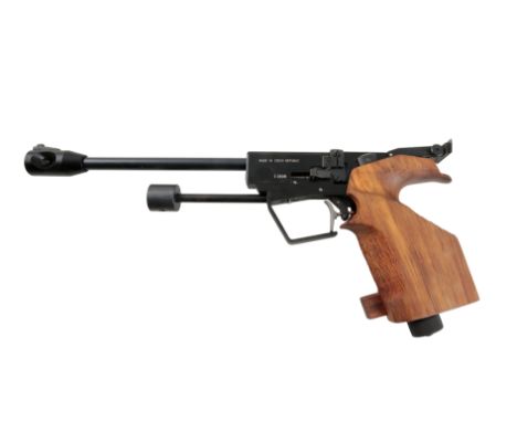 AERON BRNO CO2 .22 AIR PISTOL MODEL 5with walnut grip, no. C2038, 38cm long, in the original plastic pistol case with various