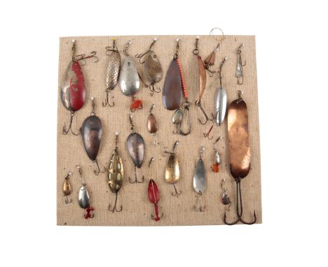 C FARLOW & CO., LONDON: A FISHING SPOON LUREand various other fishing spoon lures by G.L. and Co., W. Adams, Redditch, Eaton 