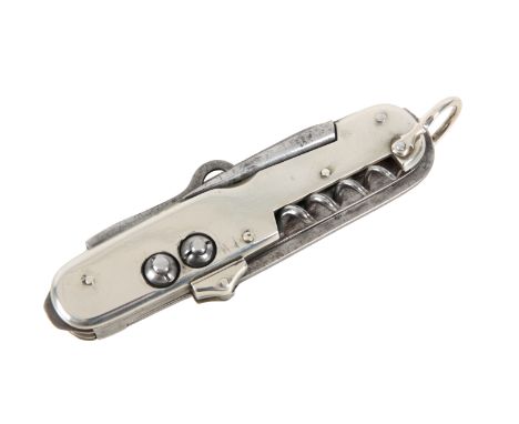J. NORTH, SHEFFIELD: A NICKEL SILVER AND STEEL POACHERS MULTI-TOOL KNIFEwith ten various attachments, 12cm longNote: The Buye