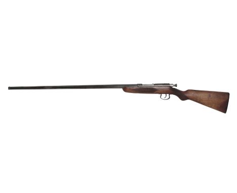 *WEBLEY & SCOTT LTD: A SINGLE BARREL .410 SHOTGUN with bolt action, walnut stock and steel trigger guard, 115cm long Provenan