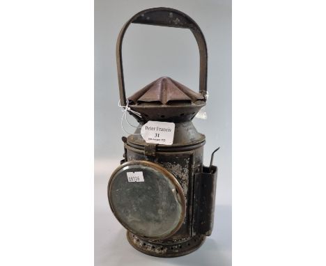 See lot 29, a probably second world war period hand lantern with interchangeable lens, lacking original manufacturers panel. 