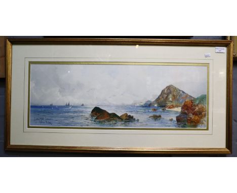 Thomas Sydney (British early 20th century), 'Lantern Hill', Ilfracombe, signed.  Watercolours.  23x67cm approx.  Framed and g