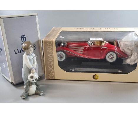 Steiff Classic Maisto teddy in Mercedes Roadster Ltd Edition of 1500 pieces in original box, together with a Lladro Spanish p