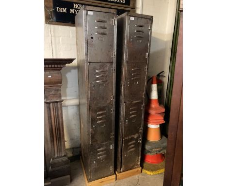 Pair of vintage galvanised school or gym four drawer lockers. (2) (B.P. 21% + VAT)