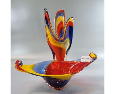 Two Murano style multi-coloured Art Glass  items, centre bowl and vase.  (2)  (B.P. 21% + VAT) 