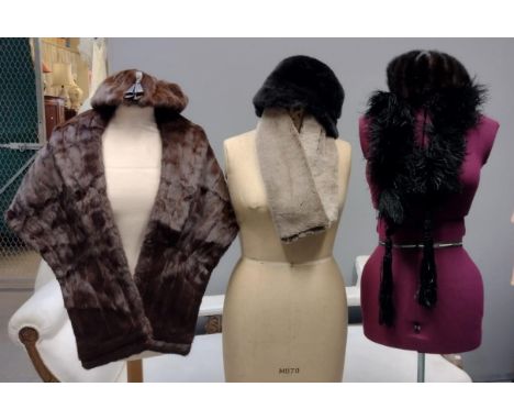Collection of vintage fur, faux fur and other ladies fashion accessories to include: a Regency Furs Swansea fur stole, faux f