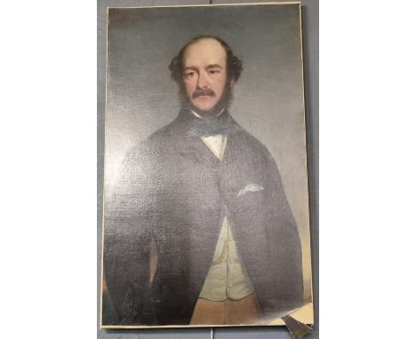 British school (19th century), portrait of a distinguished young gentleman.  Oils laid on new canvas.  Unframed.  90x56cm app