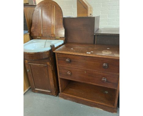 19th century mahogany straight front chest of two long drawers with under shelf on a projecting base together with a 19th cen