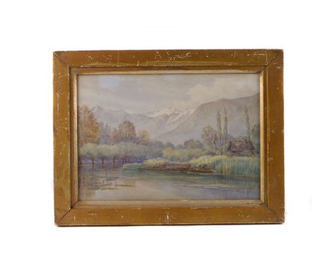 Two framed watercolours,  the first depicting a courtyard scene,  signed 'Elsie W Neves bottom right, gallery label verso
