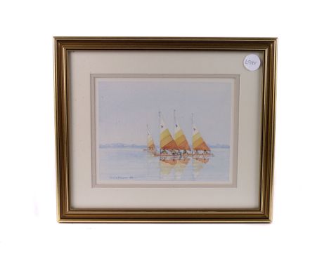 An original 1931 Punch Cartoon print, signed Fitz, entitled 'They're Off!', 17.5 x 23cm, mounted, together with three other f