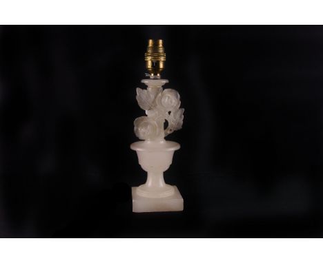 An Art Deco carved alabaster lamp,  27cm high