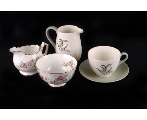 An Aynsley 'Grotto Rose' six piece tea service, and a Copeland Spode part service