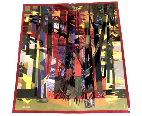 A 20th century Pinton Aubasson tapestry / wall hanging, with script to base 'Hilare', labelled verso, 188 x 172 cm.