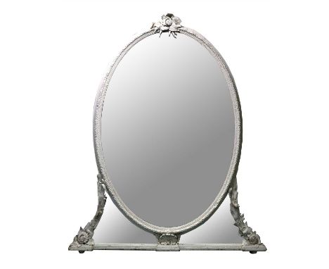 A very large and impressive 19th century over-painted over-mantle mirror, the central ovoid plate with a moulded border surmo