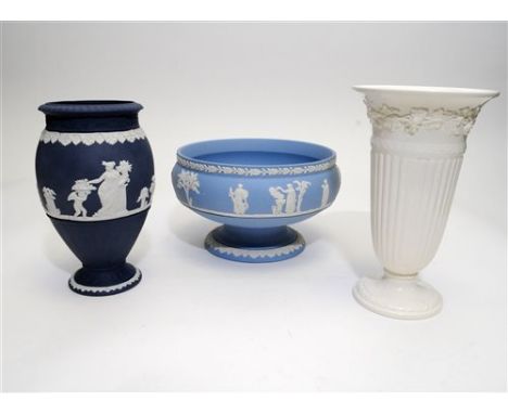 A collection of Wedgwood jasperware and Queen's Ware 20th century, predominantly typically decorated in relief with Classical