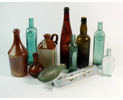 19th century and later glass bottles to include 'Kennaway's 'Adore' Scotland's Best Whisky Special', 'F. Drioli, Zara', Chate