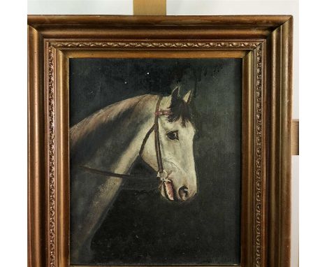 British school, early 20th century, Portrait of a horse, indistinctly signed lower right, oil, together with two Edwardian ma