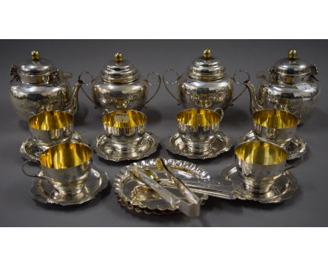 A quantity of Japanese 875 silver tea wares. The teapot 14.5 cm long. 80.02 troy ounces.