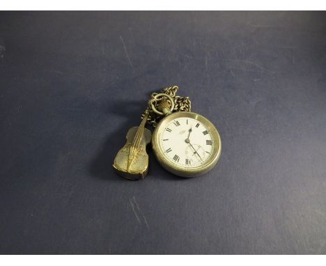 A Kays standard lever pocket watch with silver chain and violin vesta 
