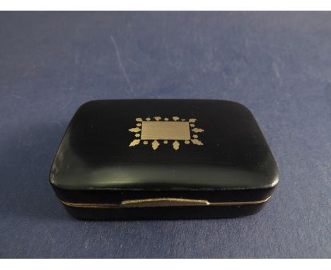 A 19th Century tortoiseshell snuff box of rectangular form, gold inlay and mounts 