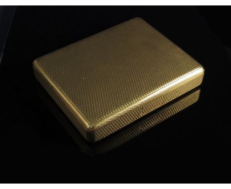 A 9ct gold cigarette case, engine turned detail