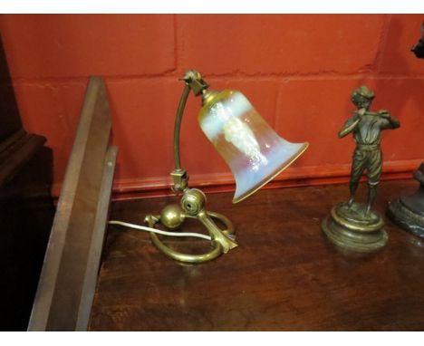 A circa 1900 Art Nouveau lamp with Vaseline glass shade    Collector's Electrical Item: Please See Information Pages 