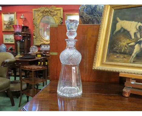 A cut glass lead crystal Scottish thistle decanter 