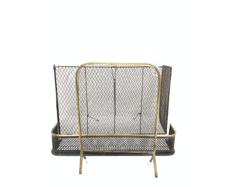 19th Century mesh spark guard, L108cm (folded), 19th Century pierced brass fender and fire guard - Condition Report 