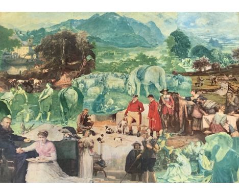 Vintage framed collage made from scraps from Bibby's Magazine, 52cm x 67cm - Condition Report 